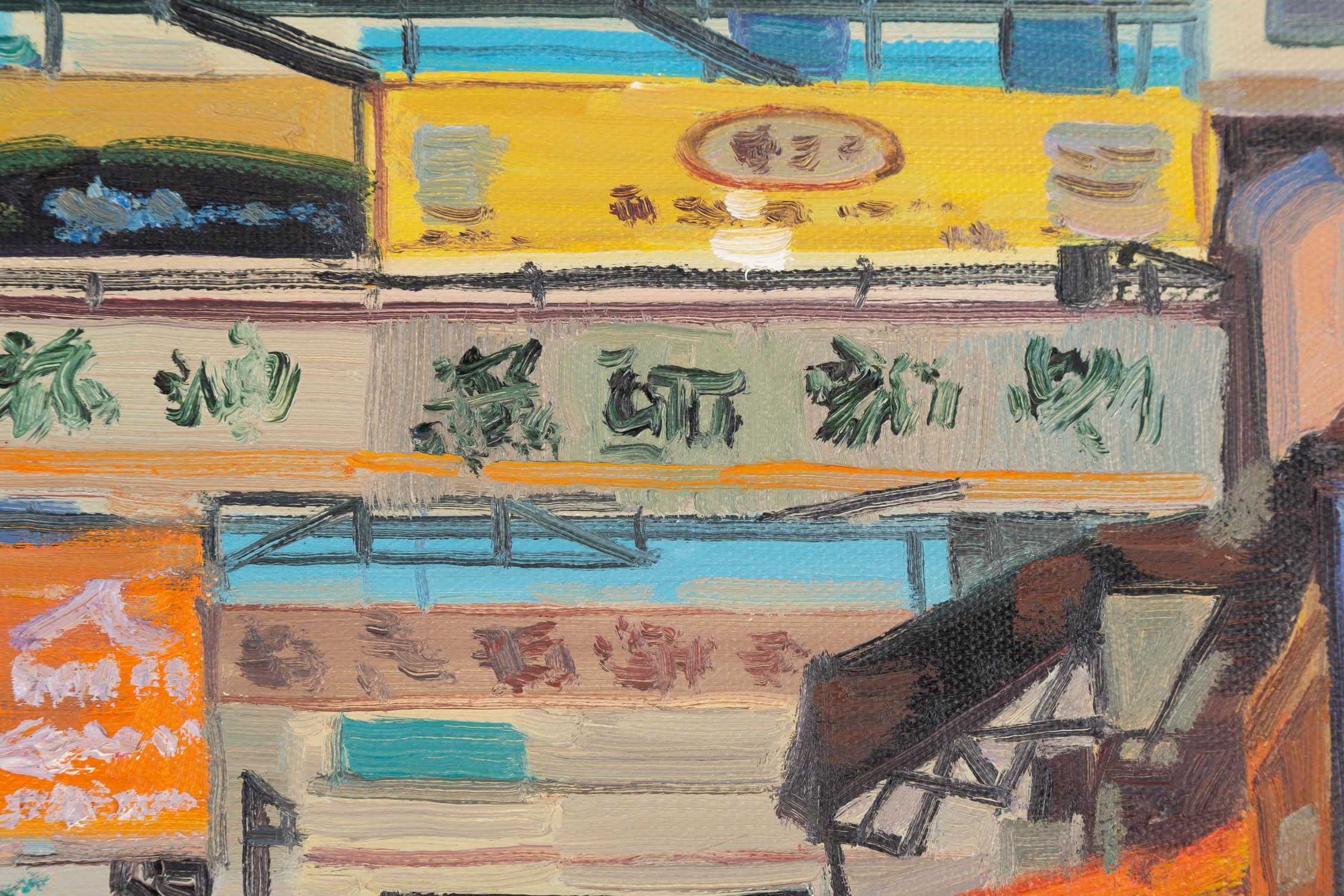 Impressionistisches Original-Ölgemälde „Trace – Der Nachtmarkt“ von Weiguo Zhang, Original im Angebot 3