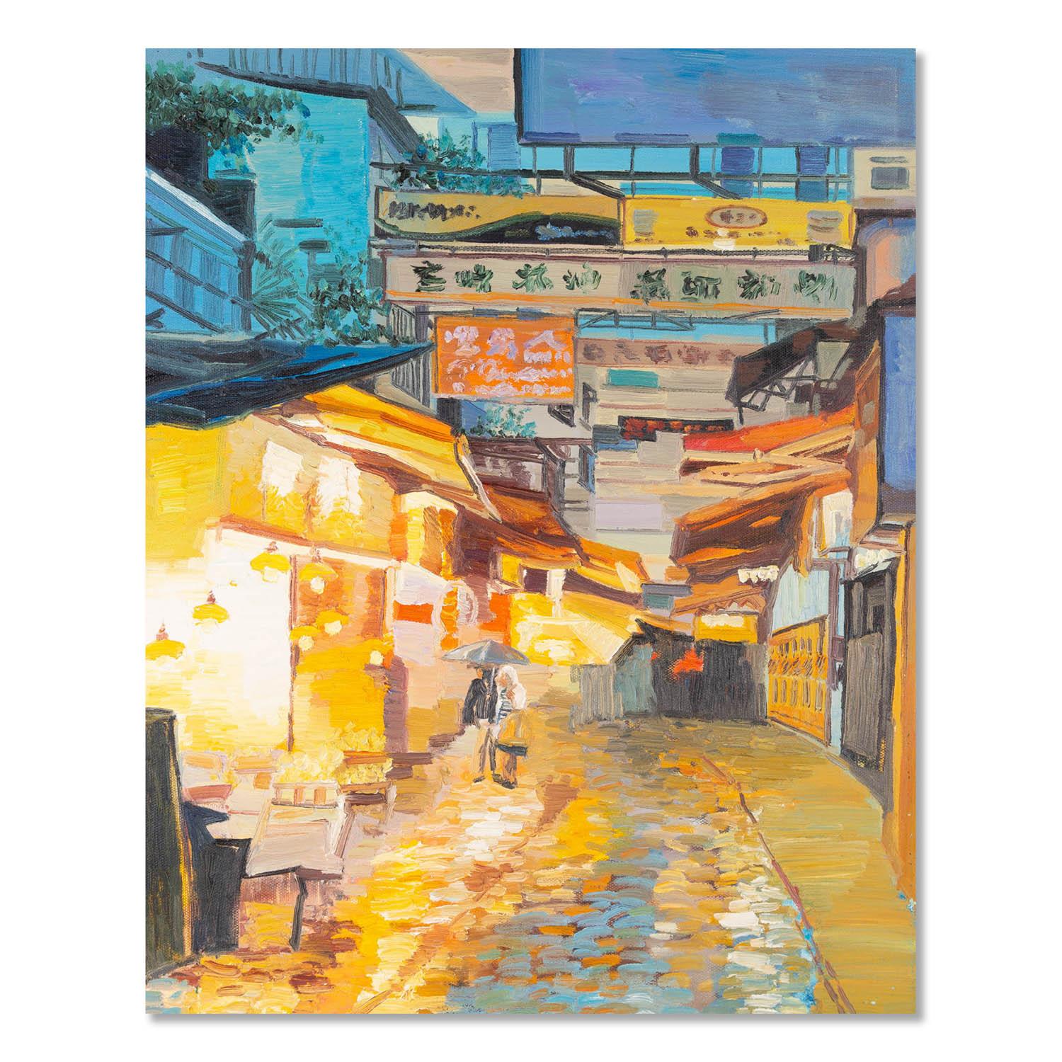  Titel: Trace - Der Nachtmarkt
 Medium: Öl auf Leinwand
 Größe: 24 x 19 Zoll
 Rahmen: Einrahmungsmöglichkeiten vorhanden!
 Zustand: Das Gemälde scheint in ausgezeichnetem Zustand zu sein.
 
 Jahr: 2000 CIRCA
 Künstler: Weiguo Zhang
 Unterschrift: 

