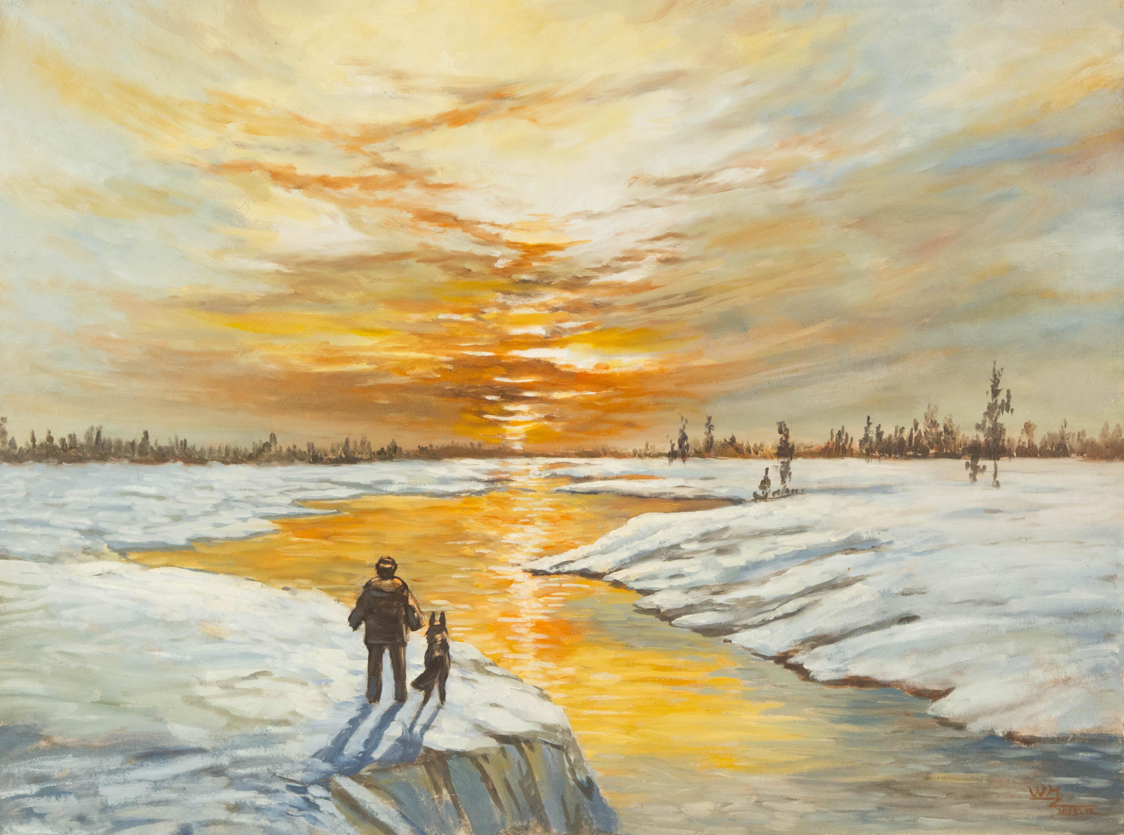  Title: Around winter
 Medium: Oil on canvas
 Size: 23 x 31 inches
 Frame: Framing options available!
 Condition: The painting appears to be in excellent condition.
 Note: This painting is unstretched
 Year: 2015
 Artist: Weihai Zhang
 Signature: