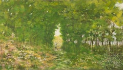 Weihai Zhang Impressionista originale in tecnica mista "Giardino segreto