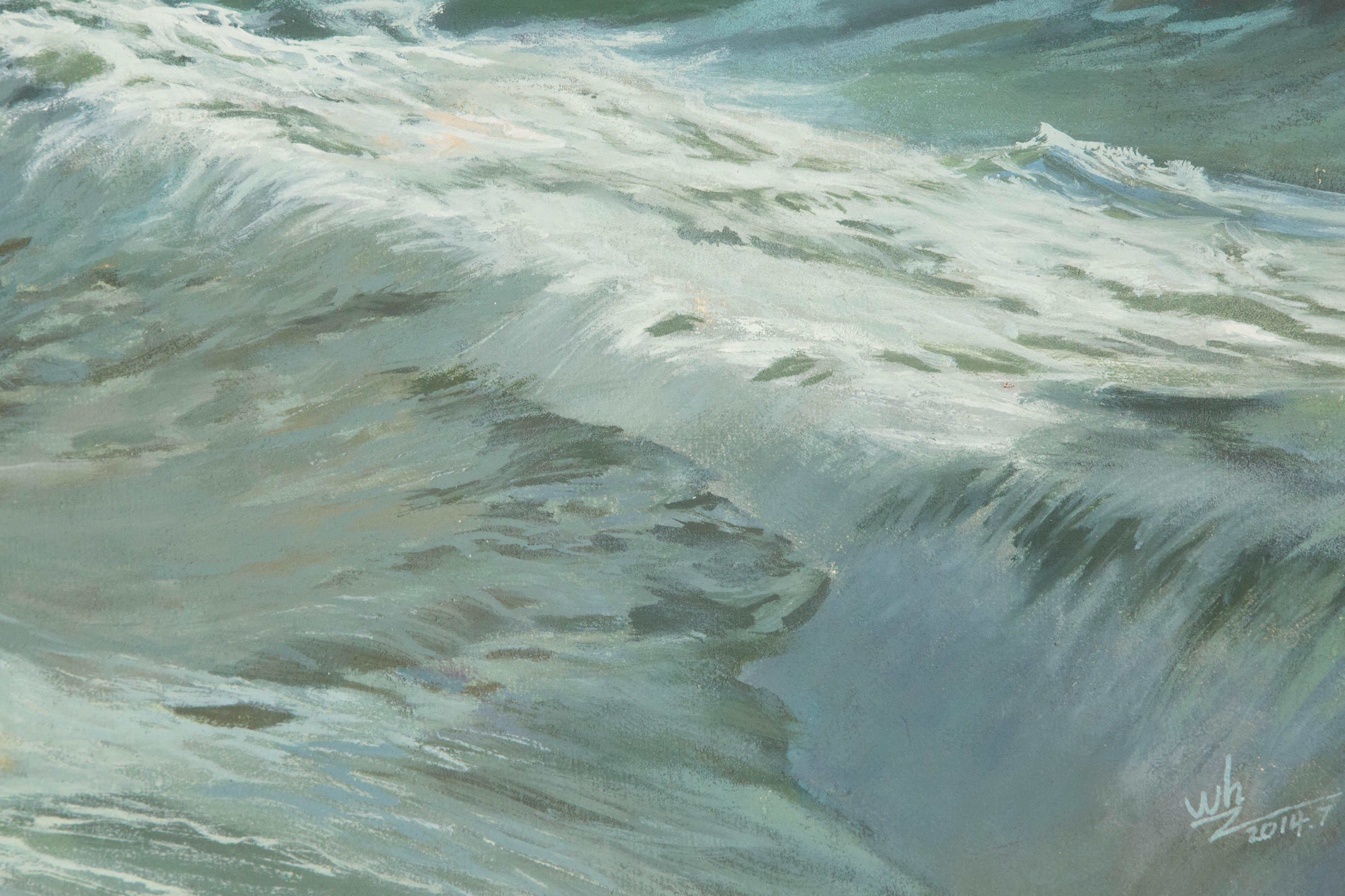 Weihai Zhang Wasserlandschaft Original Mixed Media „Wave Series I“ im Angebot 4