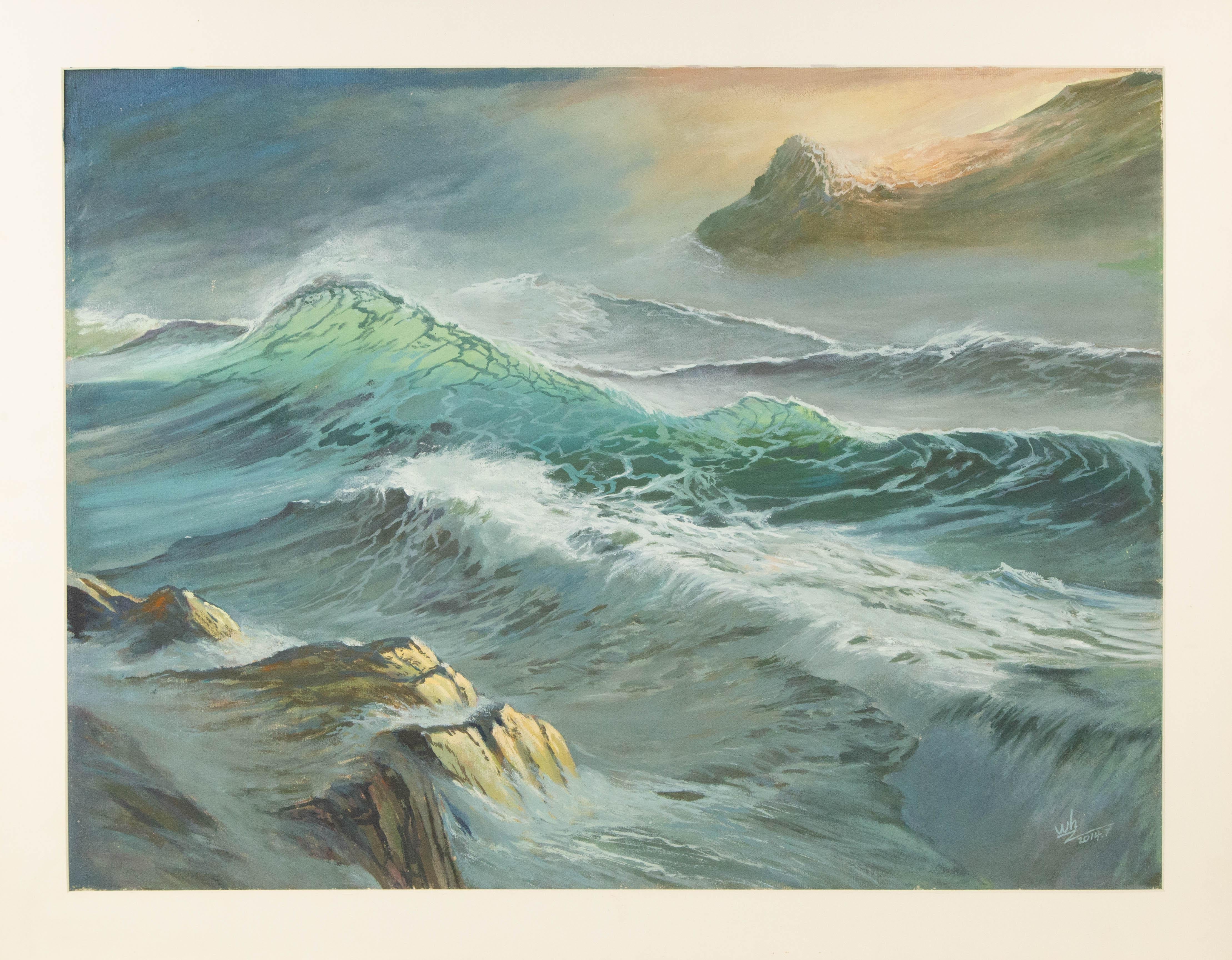 Weihai Zhang Wasserlandschaft Original Mixed Media „Wave Series I“ im Angebot 7