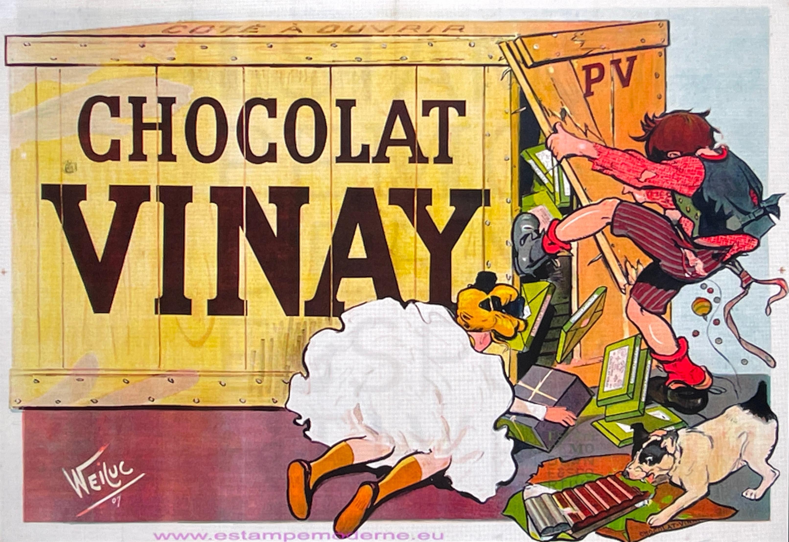 Affiche Weiluc chocolat vinay 
Excellent état
Encadré (le cadre n'est pas sur la photo)