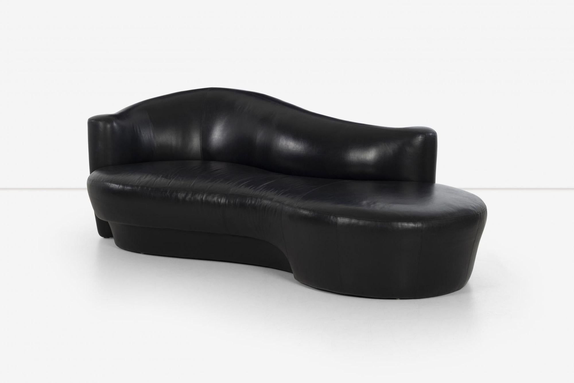 Weiman Black Leather Sofa For Sale 4