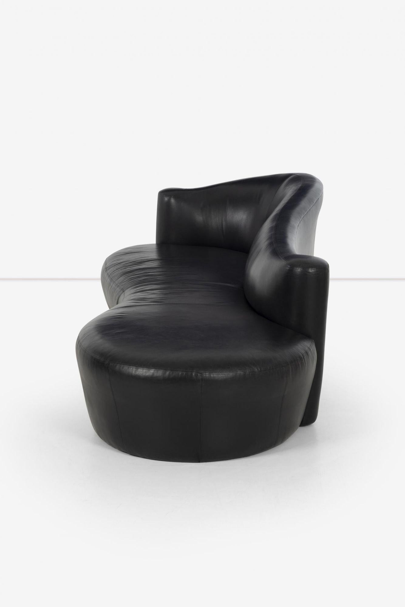 Weiman Black Leather Sofa For Sale 2