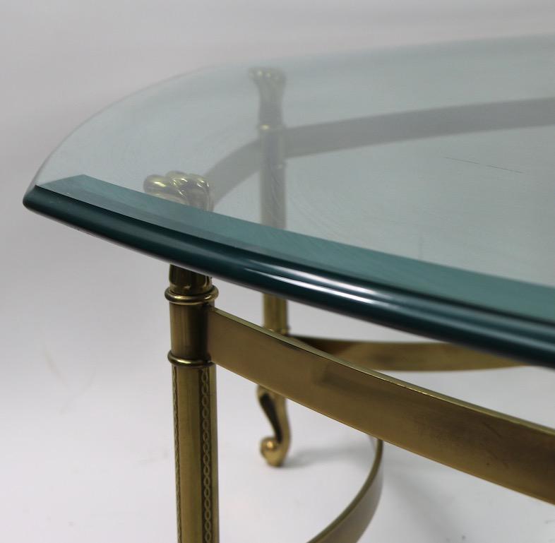 Beveled Weiman Brass and Glass Hexagonal Coffee Table