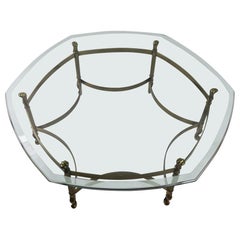 Vintage Weiman Brass and Glass Hexagonal Coffee Table