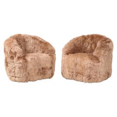 Vintage Weiman Desert Rose Sheepskin Club Chairs