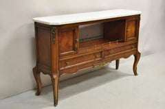 Weiman French Louis XV Style Marble Top Fruitwood Server Cabinet Console Table