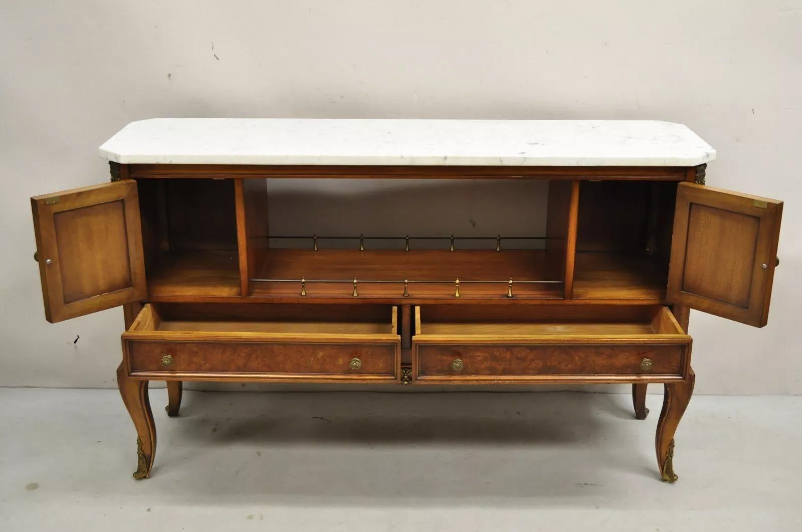 Weiman French Louis XV Style Marble Top Fruitwood Server Cabinet Console Table 1