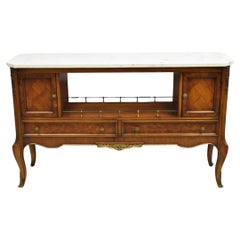 Weiman French Louis XV Style Marble Top Fruitwood Server Cabinet Console Table