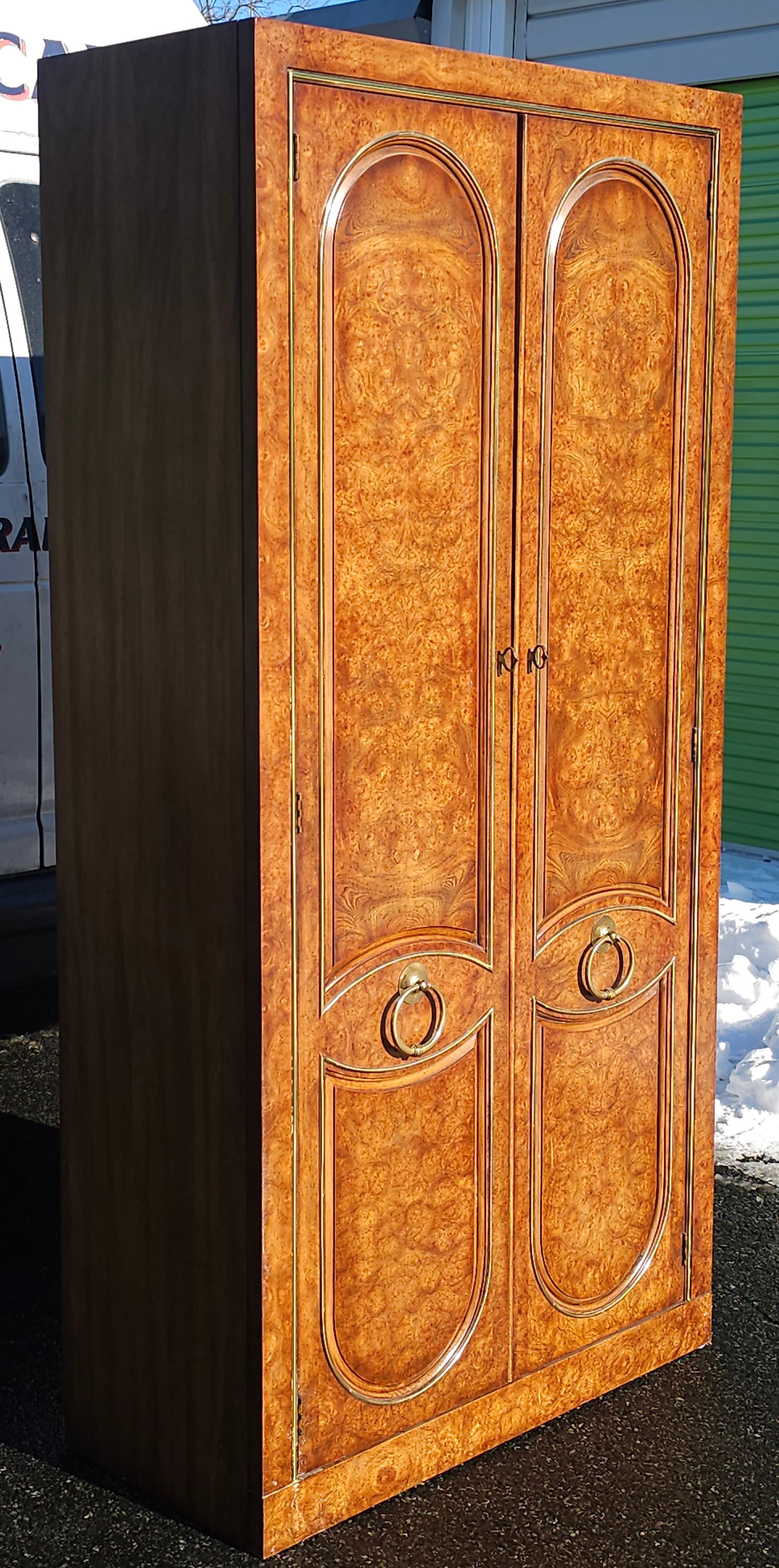 Other Weiman Furniture Burlwood Armoire Wardrobe Linen Press For Sale