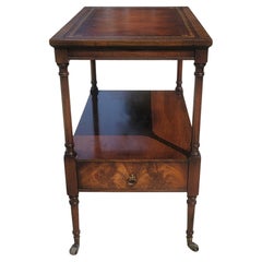 Weiman Georgian Style Flame Mahogany & Tool Leather 2-Tier Wheeled Side Table