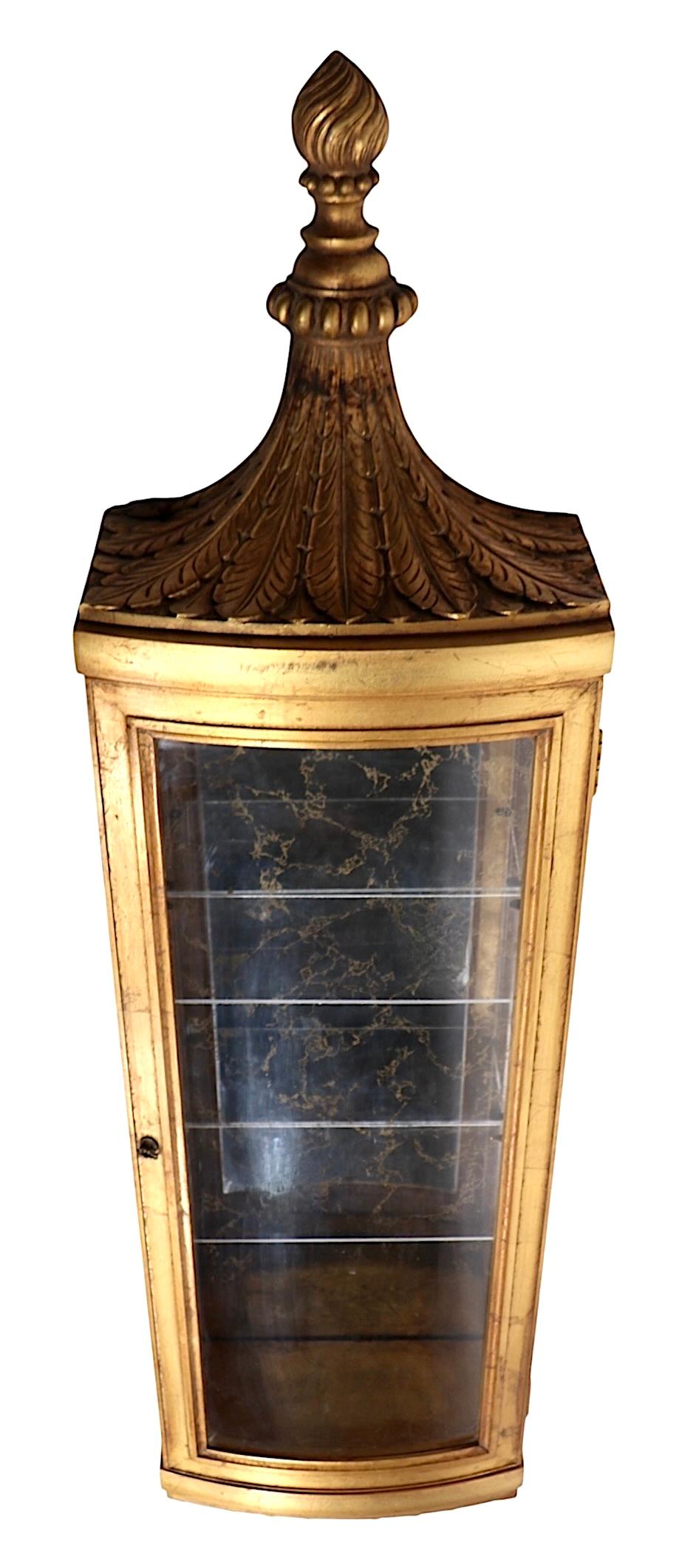 Weiman Gold Gilt  Wall Hanging Vitrine Curio Display Case circa 1970's For Sale 3
