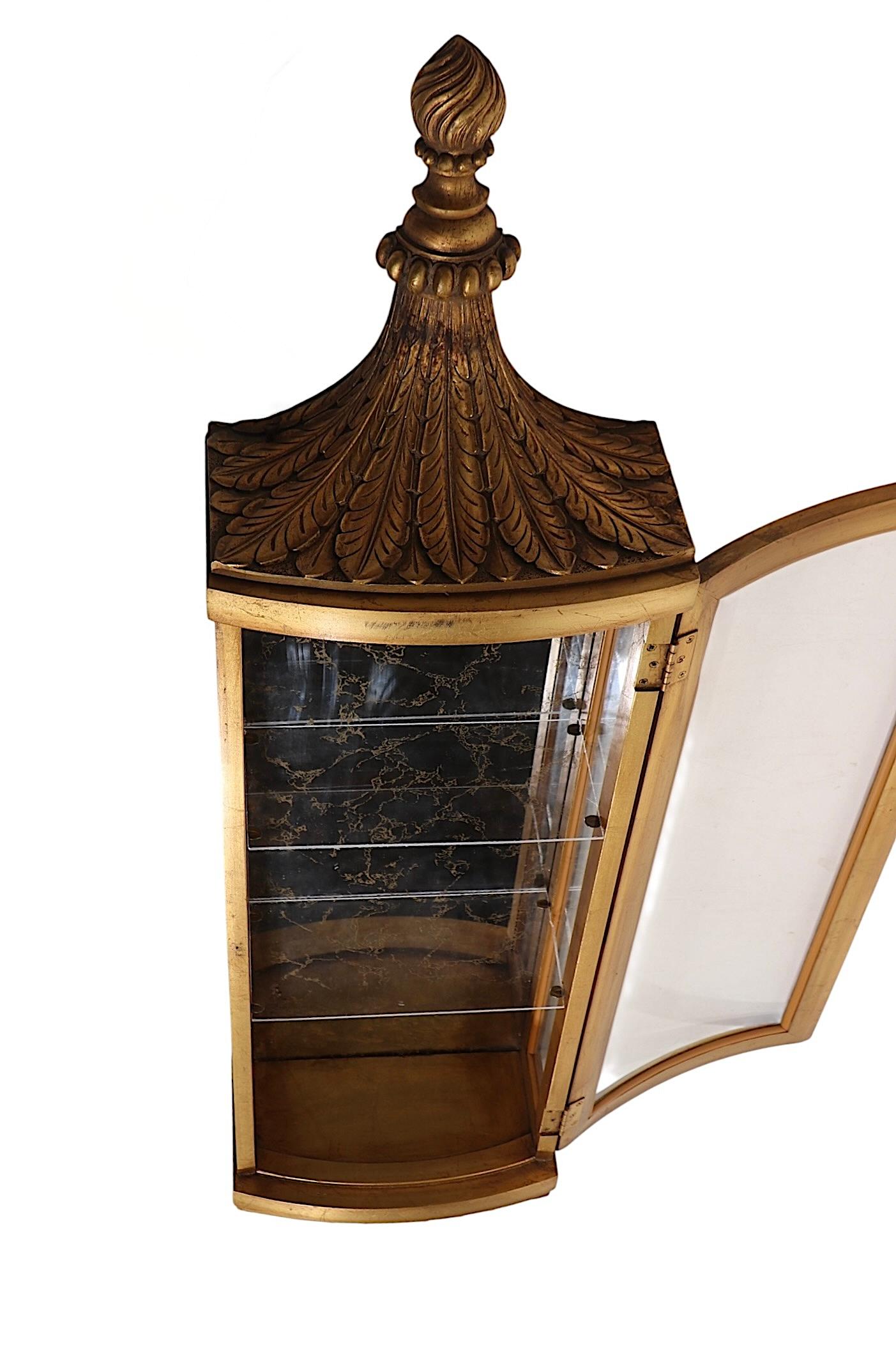 Weiman Gold Gilt  Wall Hanging Vitrine Curio Display Case circa 1970's For Sale 4