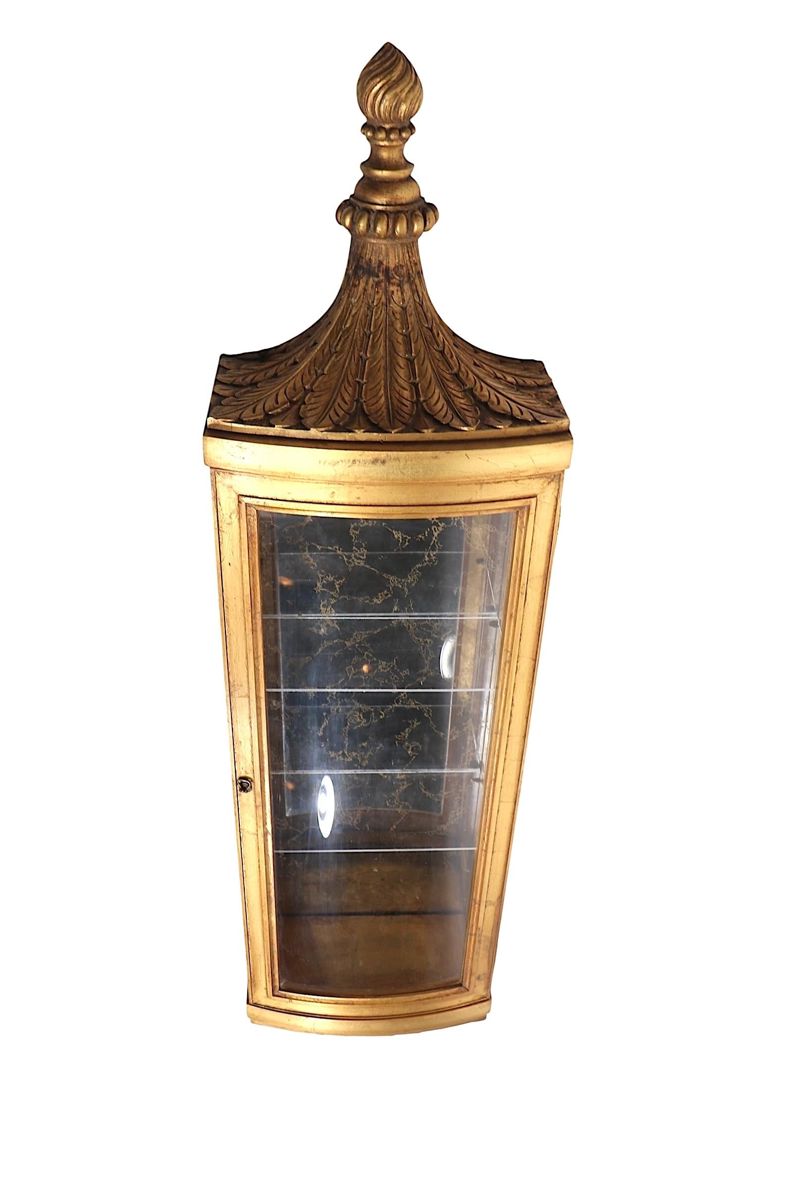 Weiman Gold Gilt  Wall Hanging Vitrine Curio Display Case circa 1970's For Sale 5