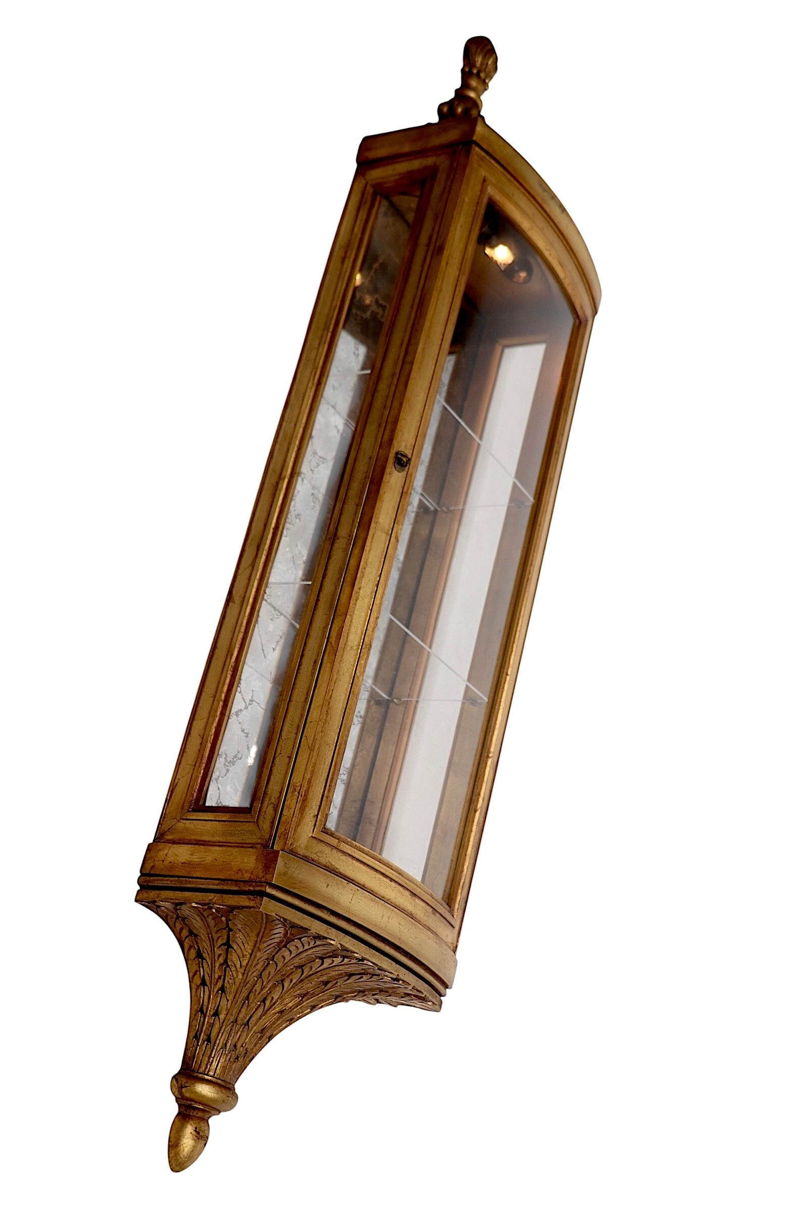 Weiman Gold Gilt  Wall Hanging Vitrine Curio Display Case circa 1970's For Sale 6