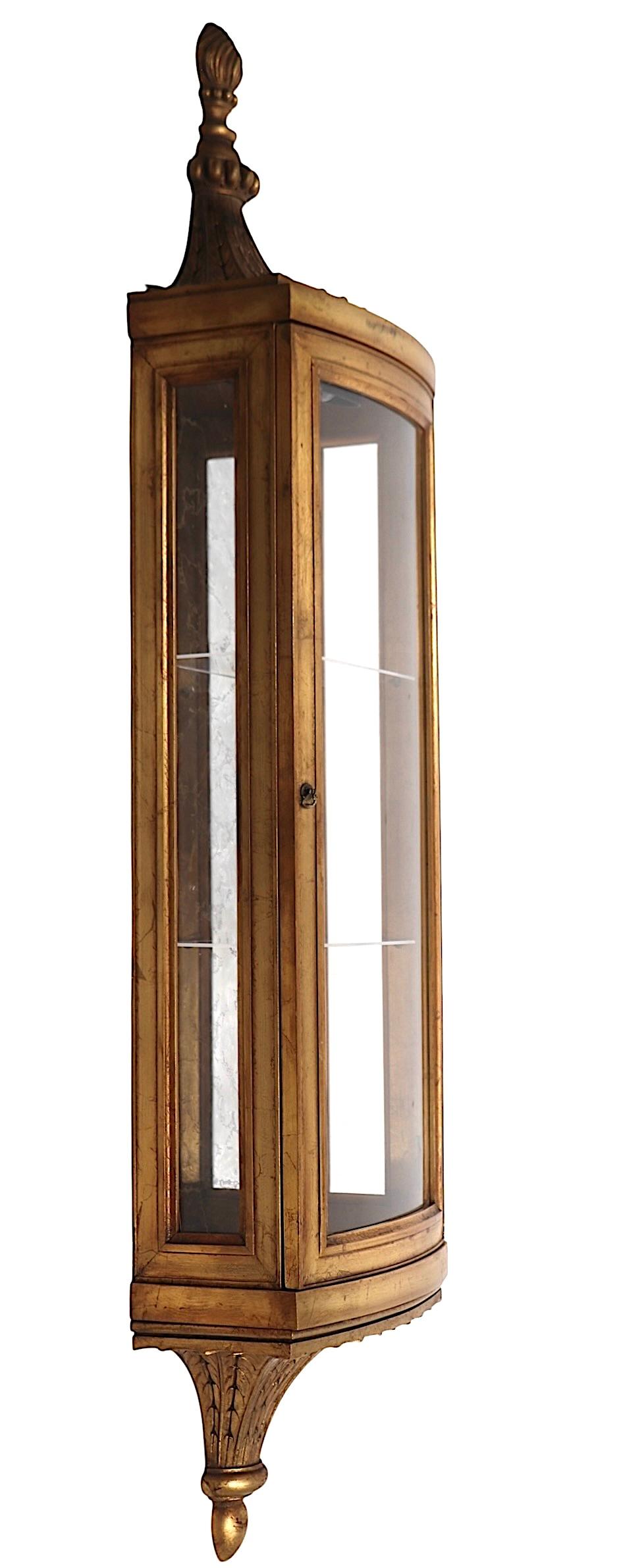 Weiman Gold Gilt  Wall Hanging Vitrine Curio Display Case circa 1970's For Sale 8