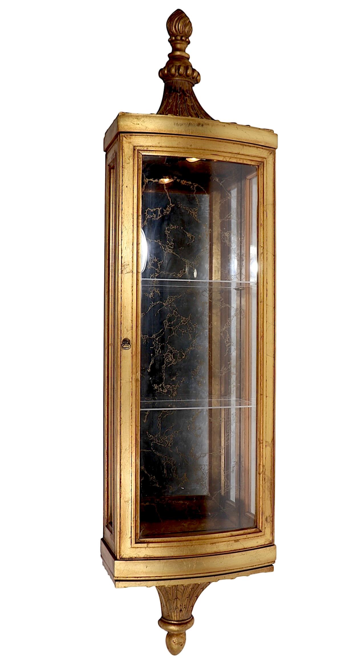 Weiman Gold Gilt  Wall Hanging Vitrine Curio Display Case circa 1970's For Sale 9