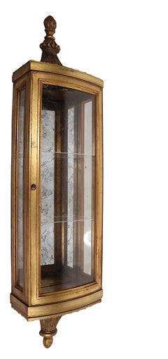 Weiman Gold Gilt  Wall Hanging Vitrine Curio Display Case circa 1970's