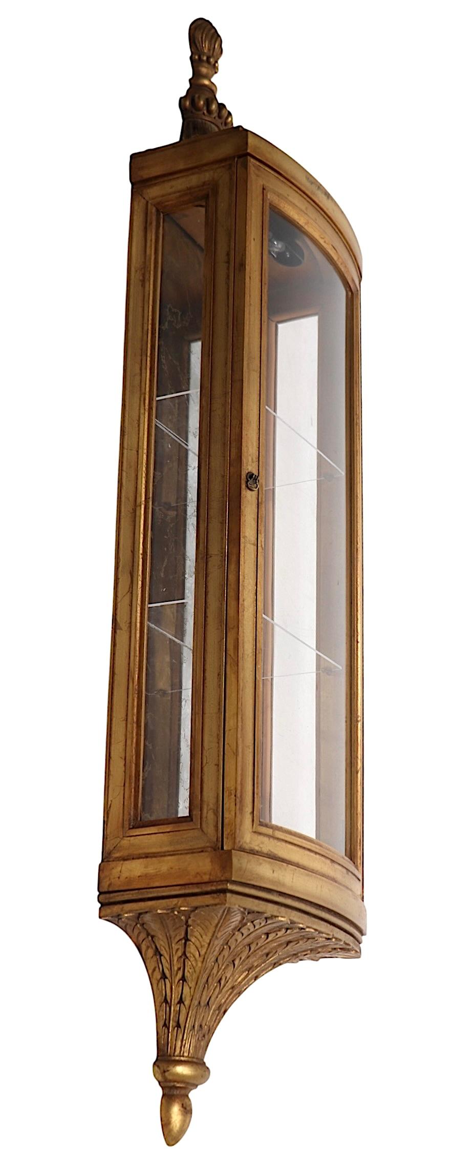 Weiman Gold Gilt  Wall Hanging Vitrine Curio Display Case circa 1970's For Sale 2