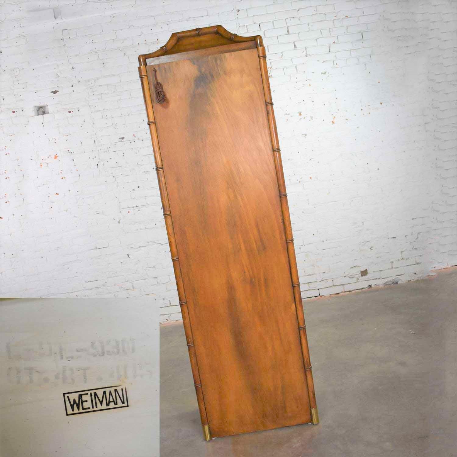 Weiman Hollywood Regency Campaign Style Faux Bamboo Narrow Lighted Display Cabin 6