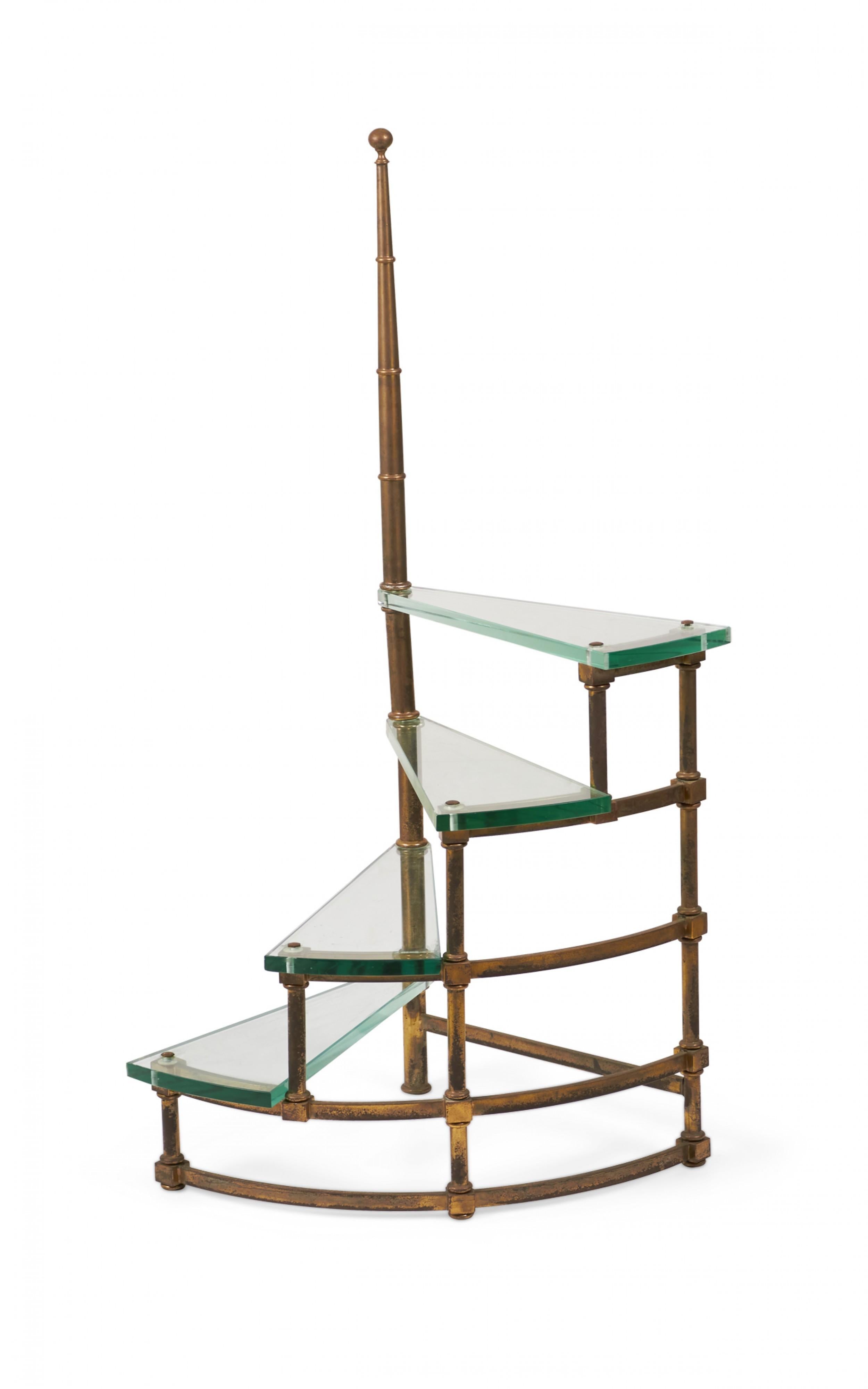 Weiman Italian High Style Fantasy Glass and Brass Library Steps Display Stand In Good Condition In New York, NY