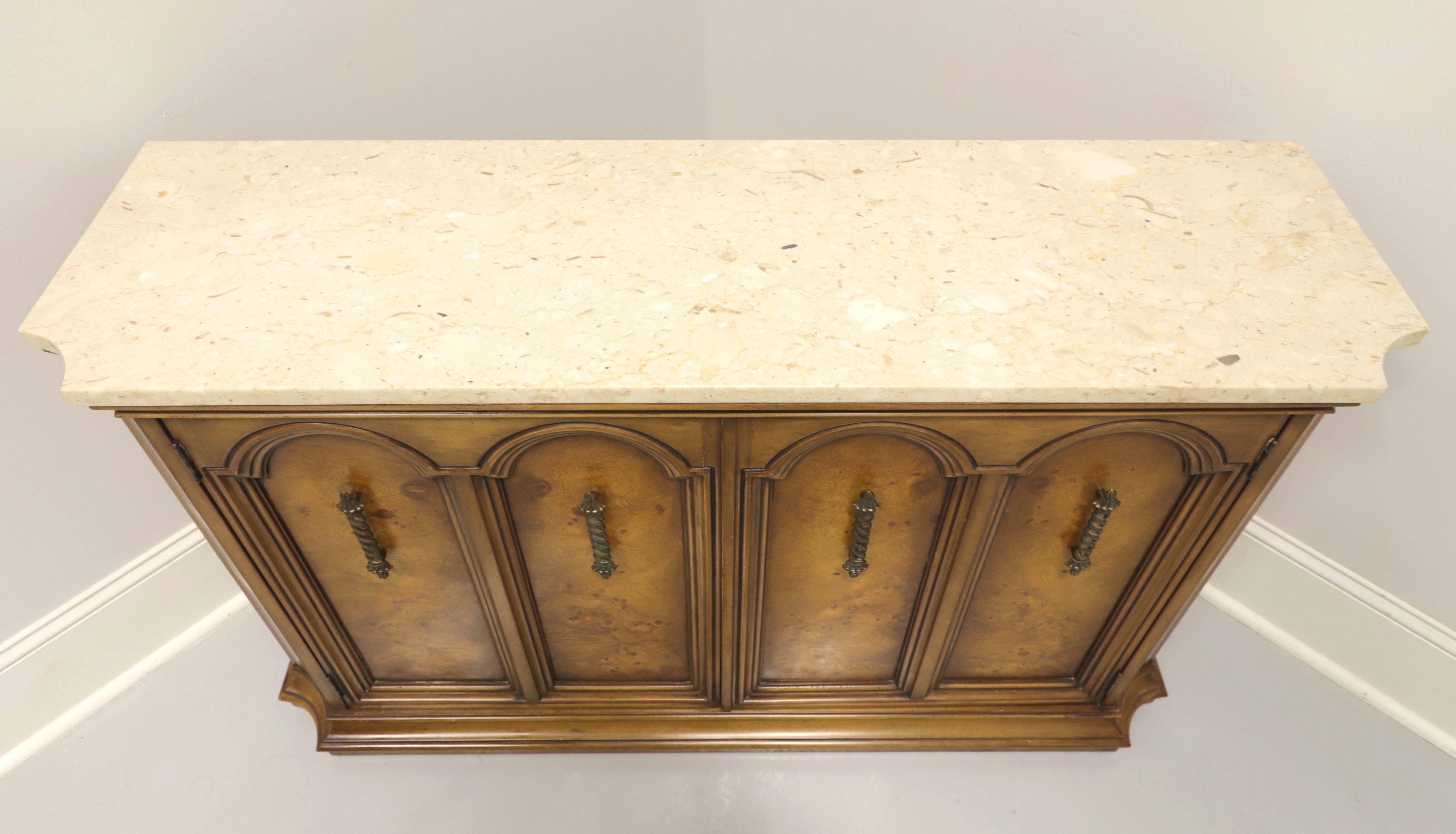 Brass WEIMAN KAMEO Mid 20th Century Mediterranean Style Marble Top Console Cabinet