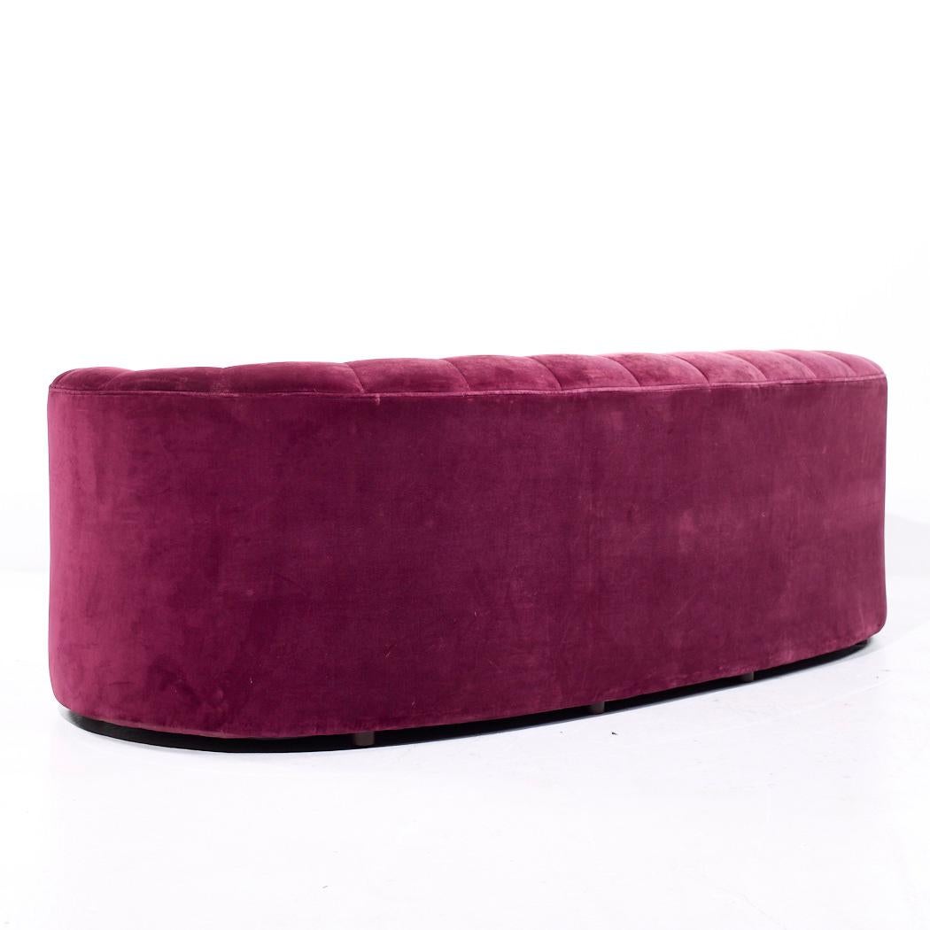 American Weiman Mid Century Channeled Crescent Sofa