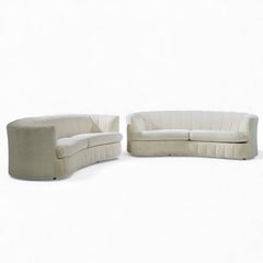 Weiman Mid Century Channeled Crescent Sofa - Pair