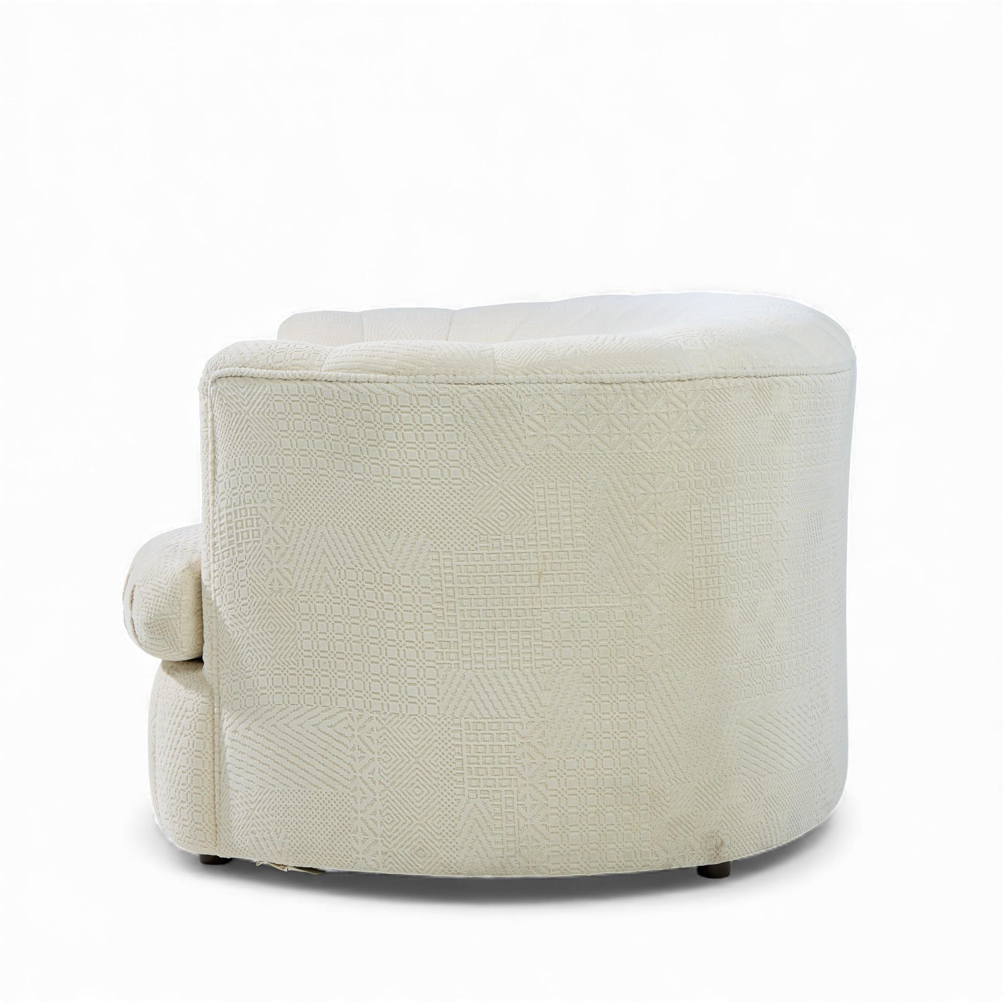 Upholstery Weiman Mid Century Channeled Crescent Sofa - Pair For Sale