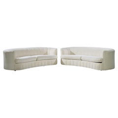 Weiman Mid Century Channeled Crescent Sofa - Pair