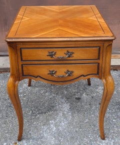 Weiman Mid Century Provincial Bookmatched Top Fruitwood Side Table