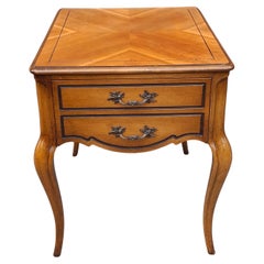 Weiman Mid Century Provincial Bookmatched Top Fruitwood Side Table