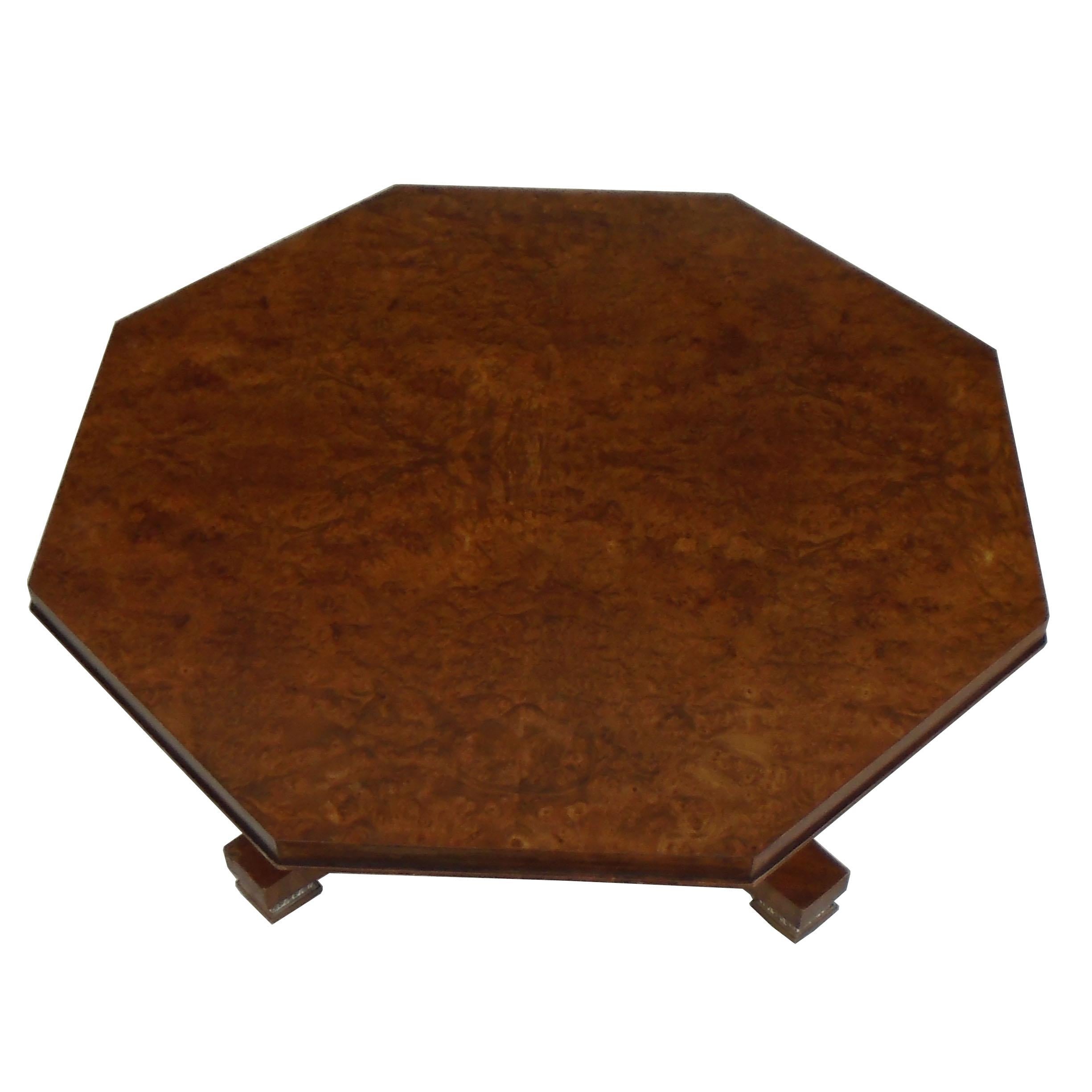 Mid-Century Modern Weiman Octagon Shaped Coffee Table with Pedestal Base