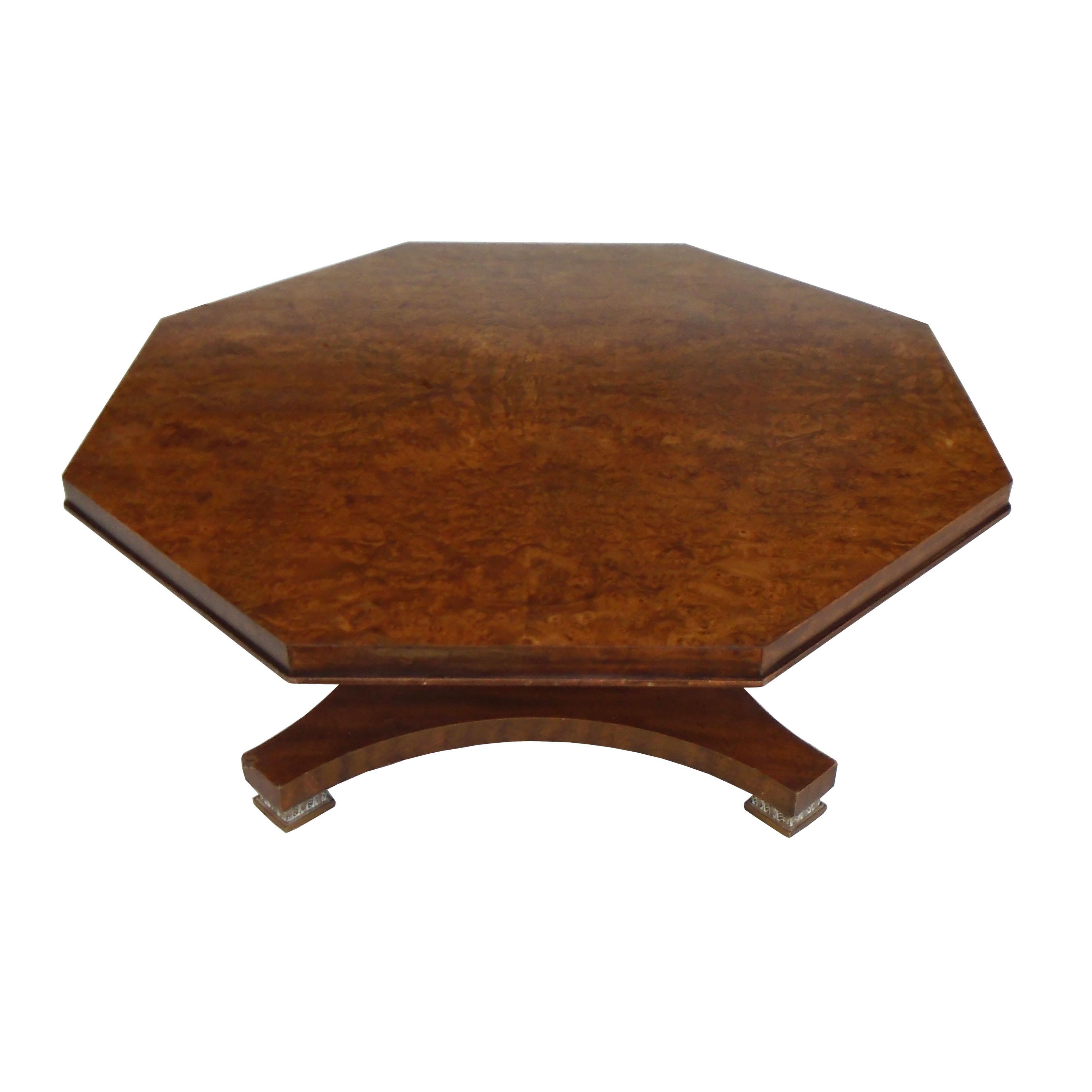 North American Weiman Octagon Shaped Coffee Table with Pedestal Base