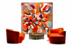 Canapé-chaise longue sculptural postmoderne Weiman, revêtement en laine couleur mandarine