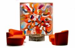 Canapé-chaise longue sculptural postmoderne Weiman, revêtement en laine couleur mandarine