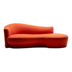 Canapé-chaise longue sculptural postmoderne Weiman, revêtement en laine couleur mandarine