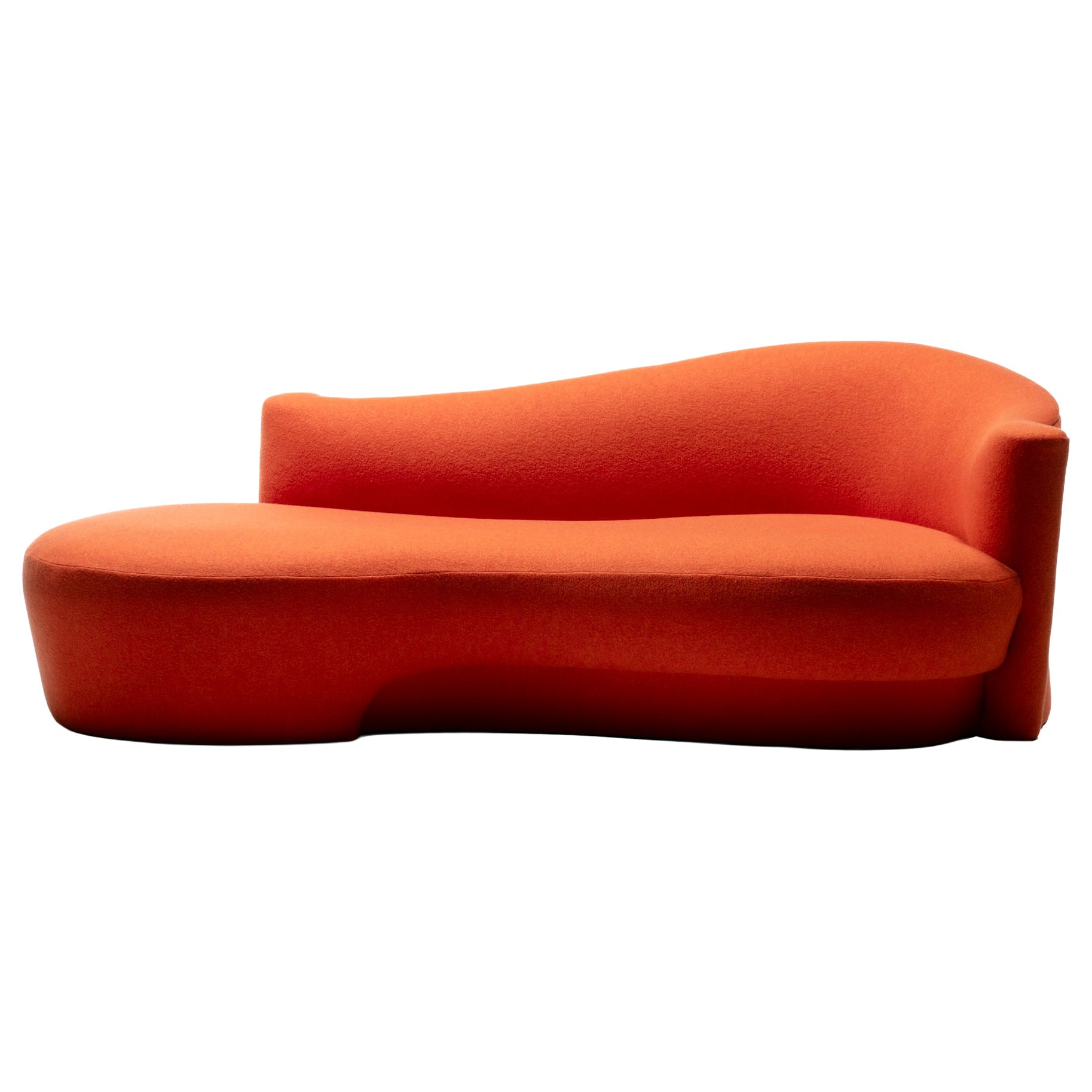 Canapé-chaise longue sculptural postmoderne Weiman, revêtement en laine couleur mandarine en vente