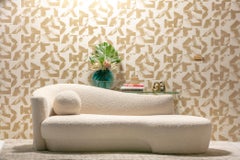 Weiman Post Modern Sofa Chaise Lounge in Supple Lux Ivory White Bouclé, c. 1990