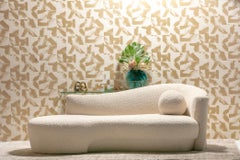 Weiman Post Modern Sofa Chaise Lounge in Supple Lux Ivory White Bouclé, c. 1990