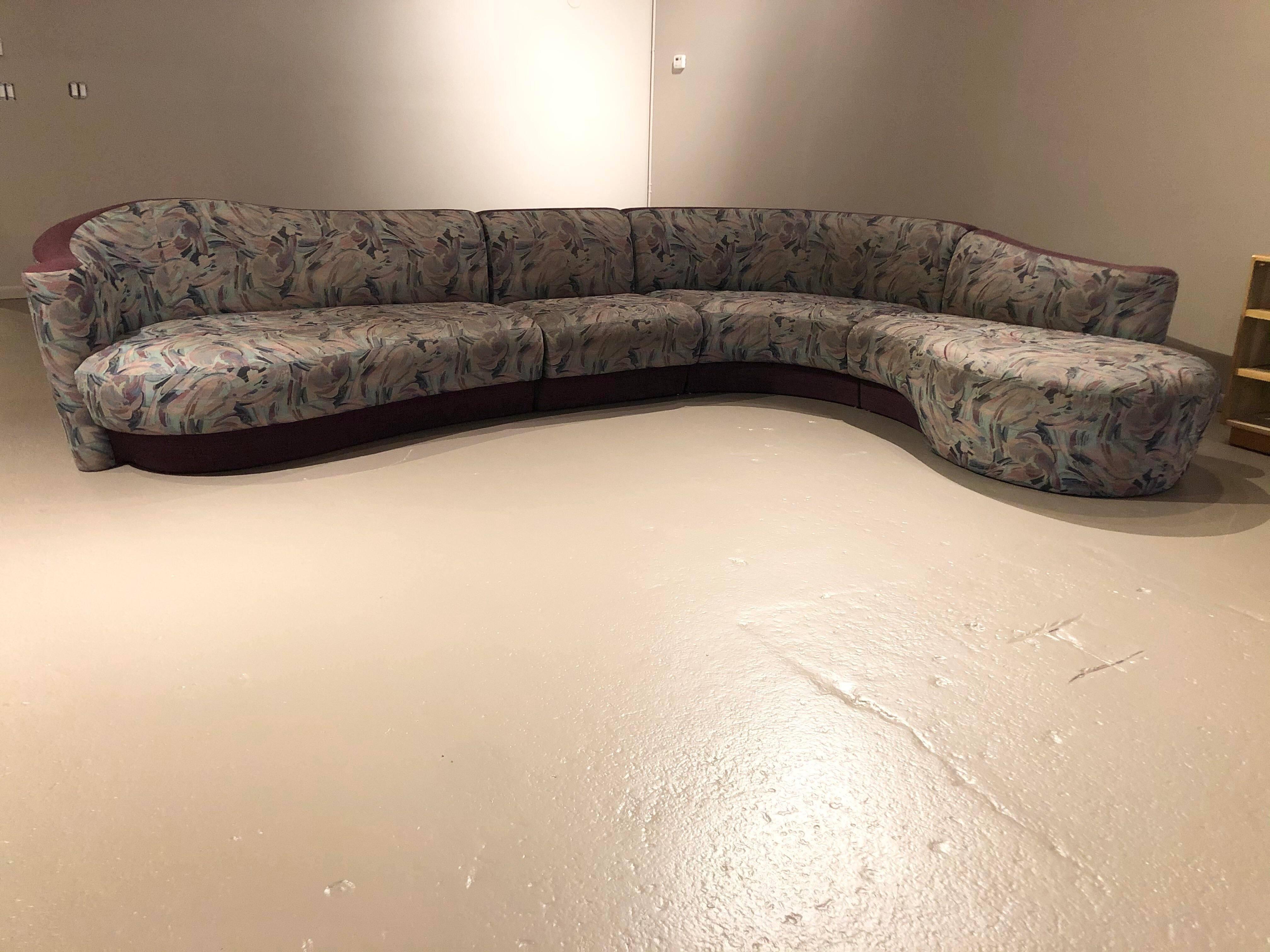 Post-Modern Weiman Serpentine Sectional Sofa, 4 Pieces