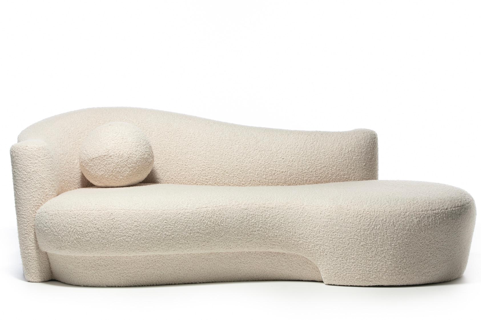 Weiman Sofa / Large Chaise in Supple Lux Ivory Bouclé, c. 1990 3