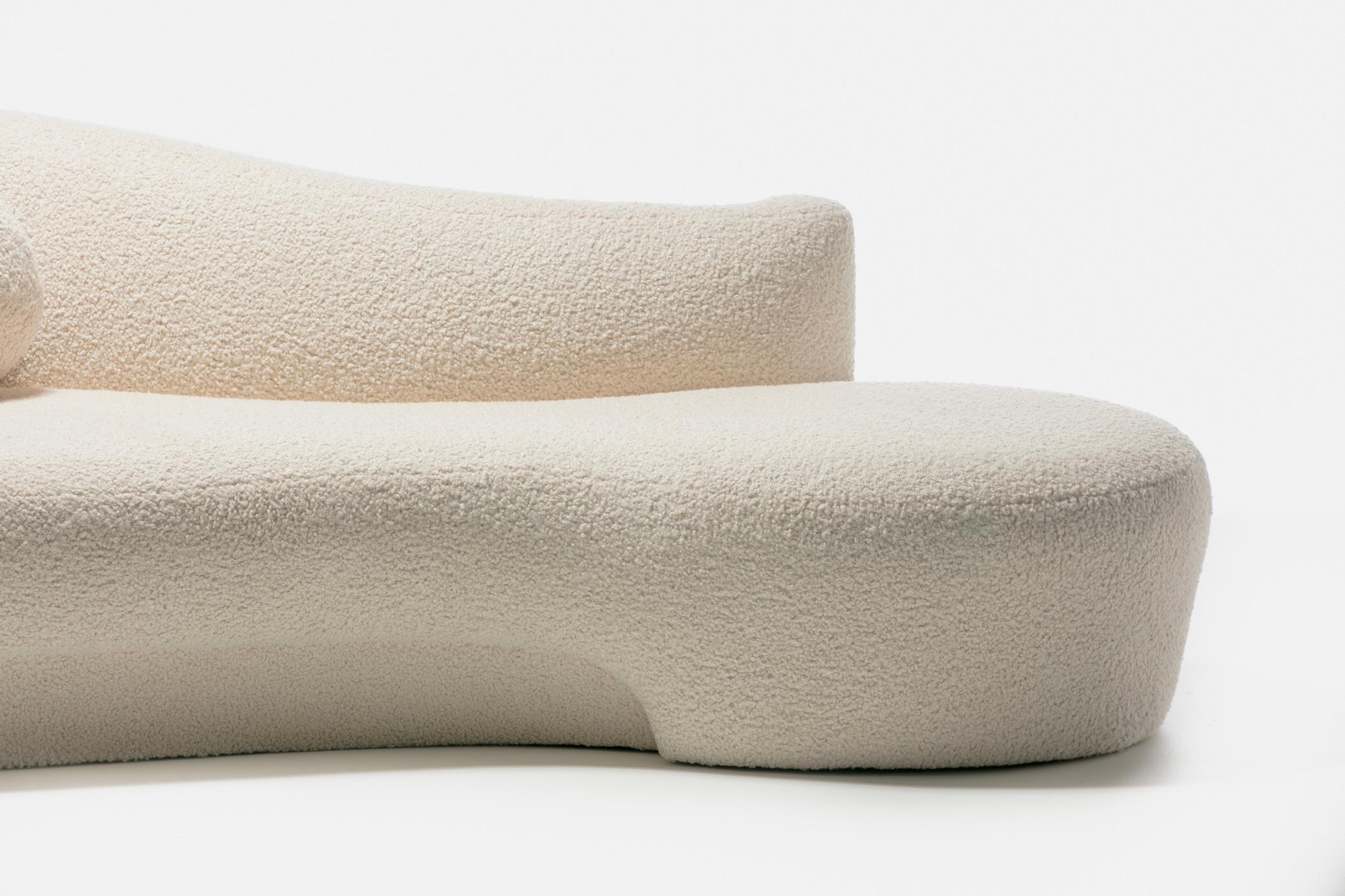 Weiman Sofa / Large Chaise in Supple Lux Ivory Bouclé, c. 1990 5