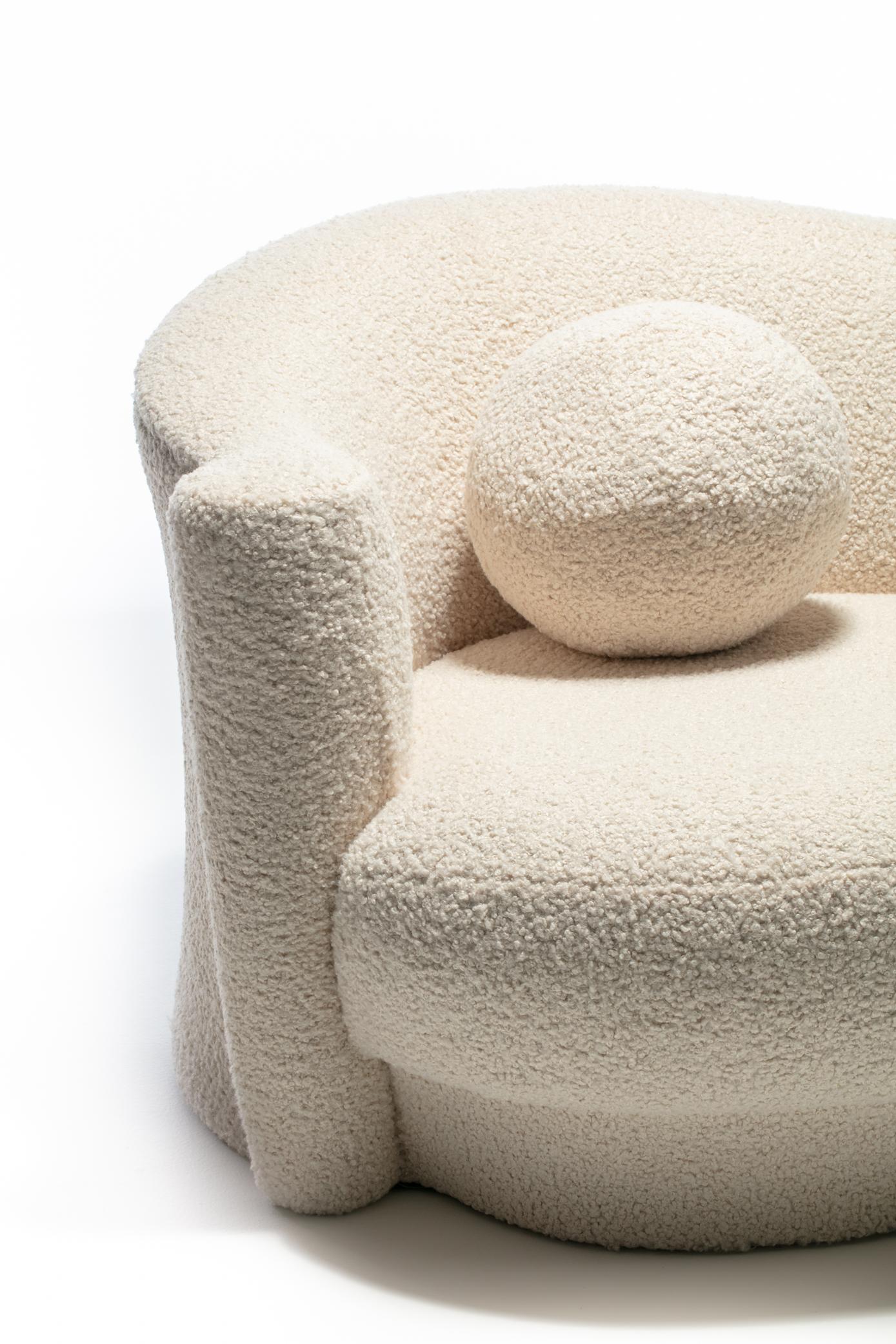 Weiman Sofa / Large Chaise in Supple Lux Ivory Bouclé, c. 1990 7