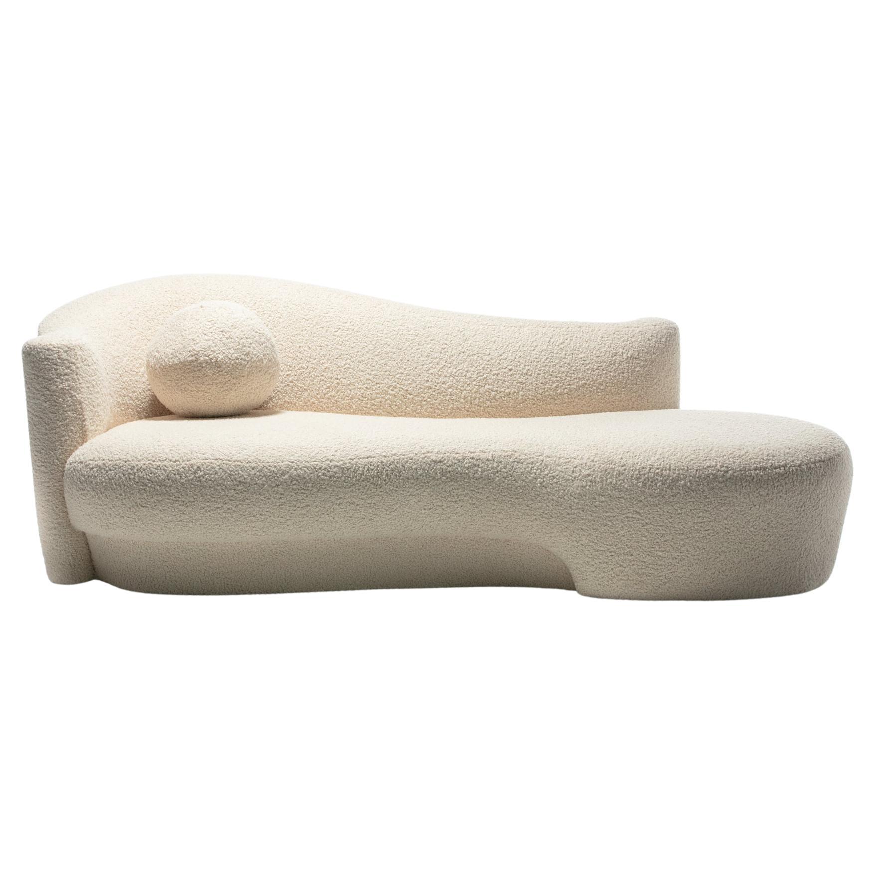 Weiman Sofa / Large Chaise in Supple Lux Ivory Bouclé, c. 1990 12