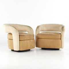 Weiman Targa Mid Century Barrel Swivel Chairs, Pair
