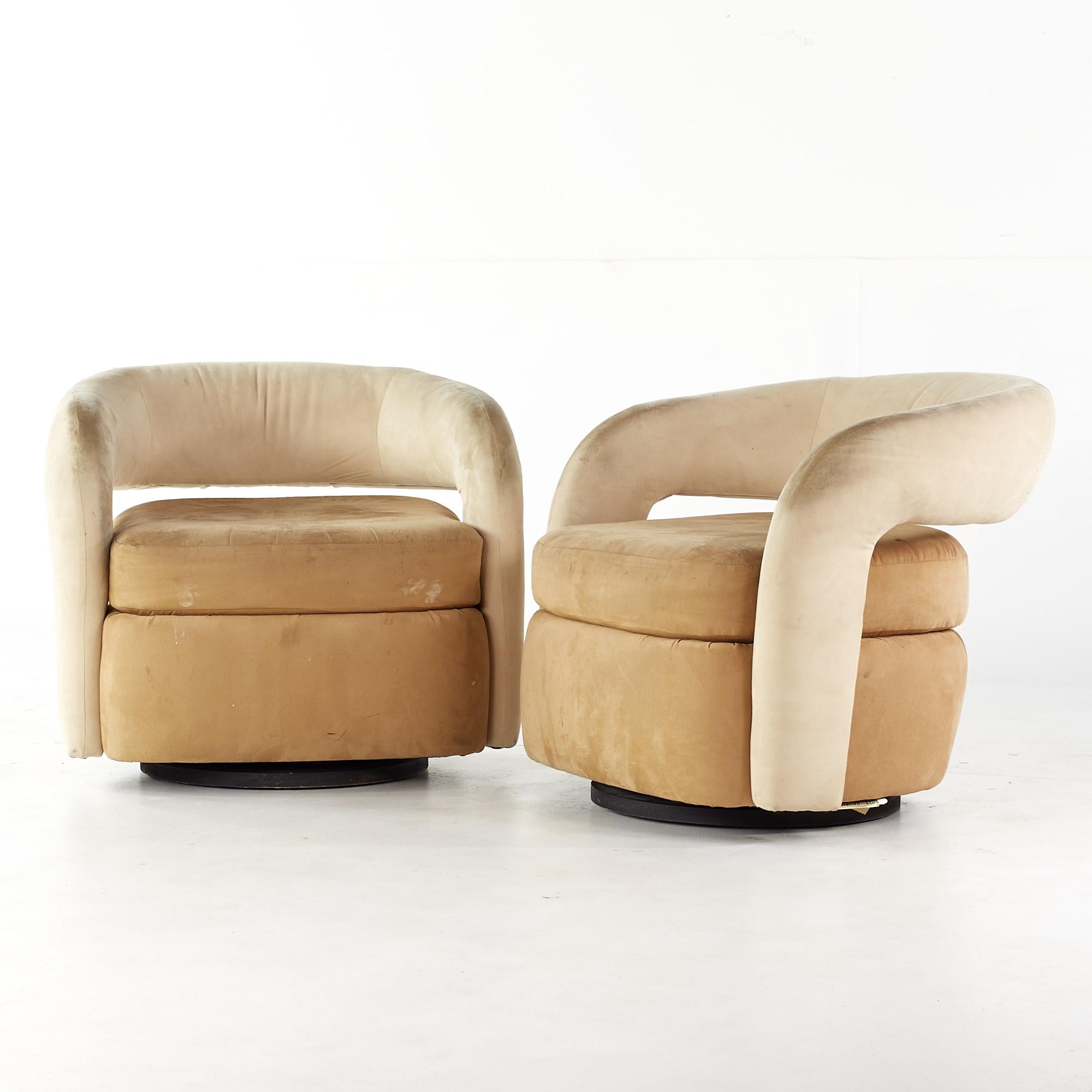 Mid-Century Modern Weiman Targa Mid Century Barrel Swivel Chairs, Pair