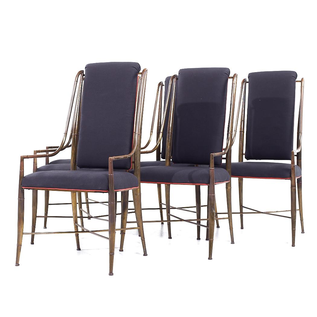 Mid-Century Modern Weiman Warren Lloyd for Mastercraft Imperial Brass Dining Chairs - Set of 6 For Sale